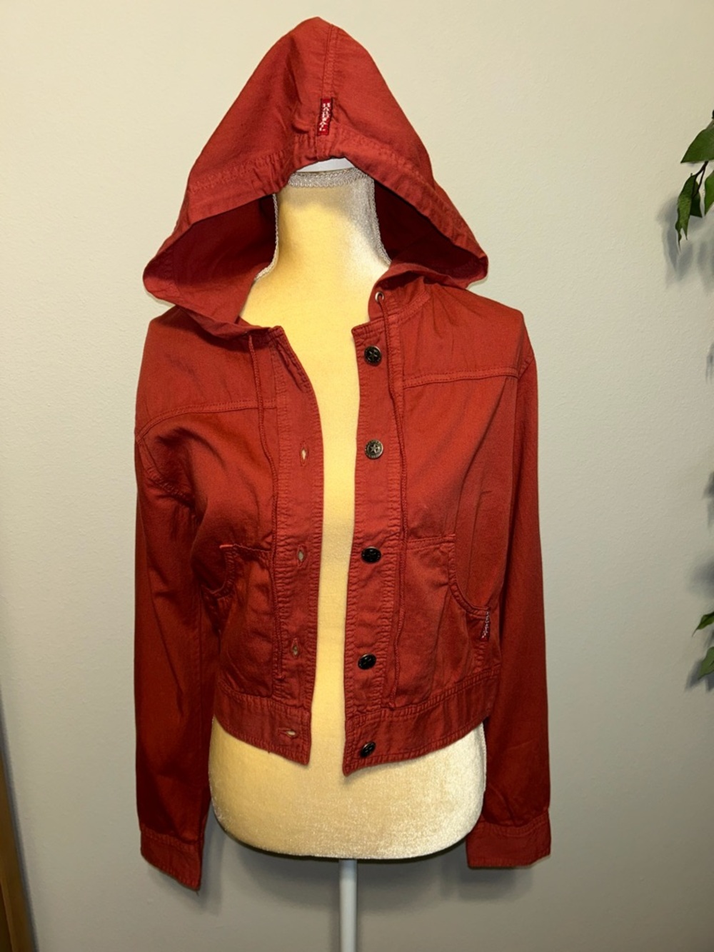 NEW Hard Tail Forever Women's Hooded Button-Front Cropped Jacket Rust Red Sz M - Picture 2 of 8